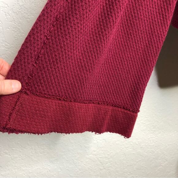 We the Free maroon red waffle thermal knit split back bell sleeve top size Small - Picture 7 of 16